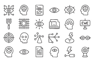 Fototapeta premium Vision and Neuroscience Icons for Eye Care Apps, Cognitive Research and Medical Dashboards