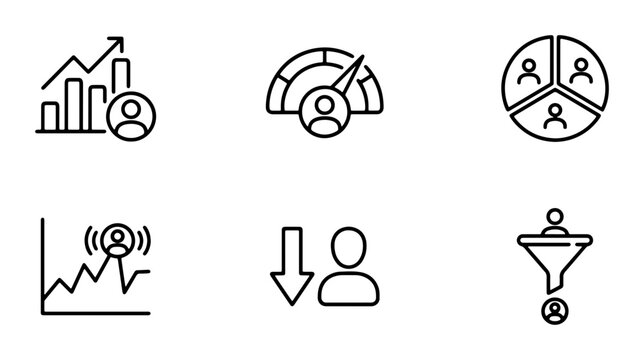 Audience Growth Icons, User Analytics Set, Customer Segmentation Graphics, Marketing Performance Vector Pack
