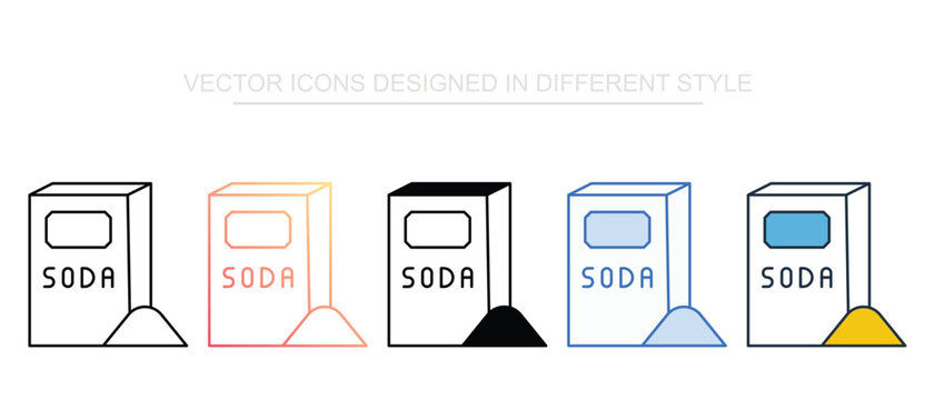 Baking Soda Icon Set Isolated on White Background Illustration