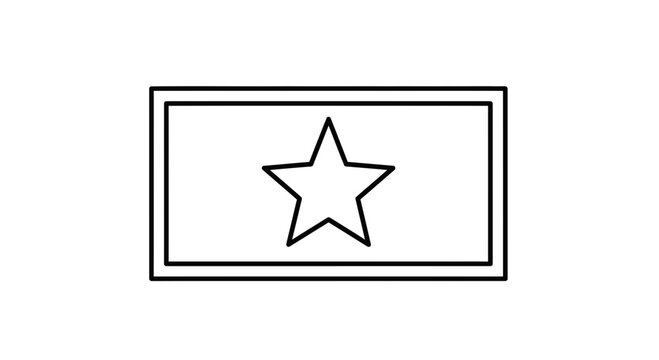Simple Star Icon on Rectangle Background, Minimalist Design Element