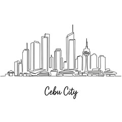 Fototapeta premium Cebu City Skyline, Minimalist Outline, Modern Architecture