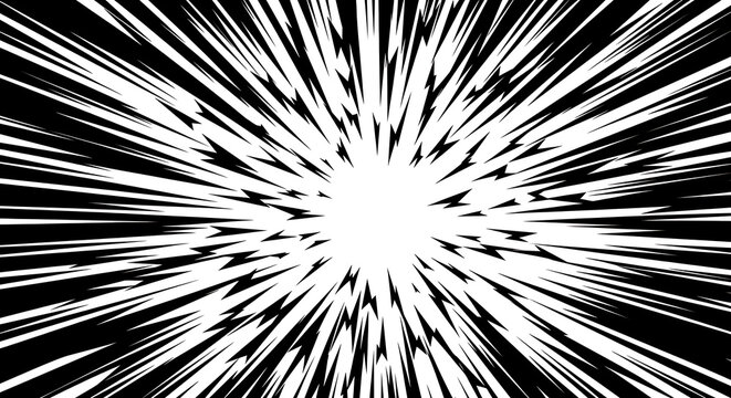 Black and white comic manga style action speed lines background effect with background abstract illustration dramatic starburst