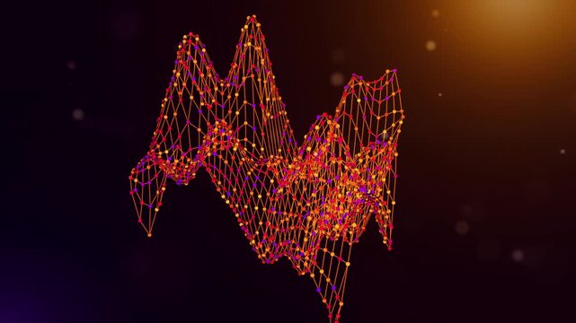 Animated Brazil map reveal built from neural network connections and colorful data nodes with connected intelligence text over a glowing purple and orange bokeh technology background.
