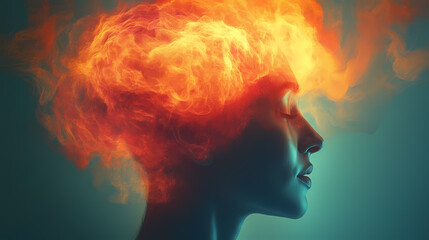 Fototapeta premium Fiery Thoughts of a Woman