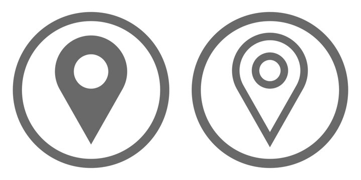set of vector map pointer icons with circle