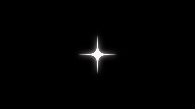 Magical Twinkling Stars Video Overlay 4K White Cartoon Doodle Sparkles, Retro Flat Vector Glitter Animation, Seamless Looping Starry Sky Motion, Shiny Glow Flash on Black Background