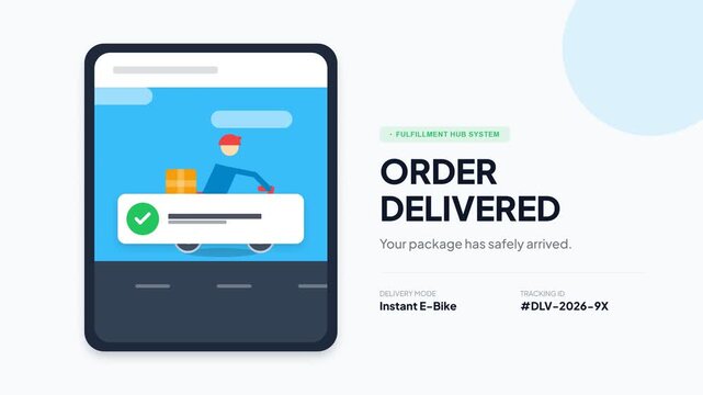 Mobile phone with delivery confirmation screen.