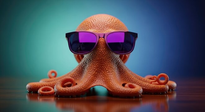Cool octopus with sunglasses a fun summer vacation illustration for beach and tropical getaway themes