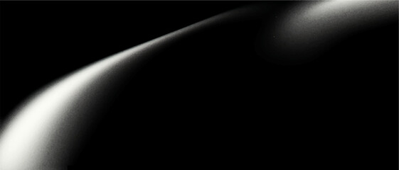 Abstract Black and White Grainy Light Trail Background with Minimal Glow Curve, Monochrome Noise Texture and Dark Futuristic Design © Ink Magic