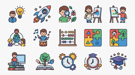 Fototapeta premium Children Learning and Creativity Activities.