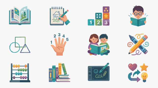 Children Learning and Education Motifs.