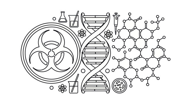 Biohazard and DNA Science Vector Illustration