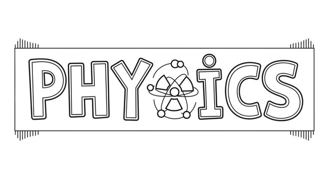 Physics Science Word Art with Atomic Symbol