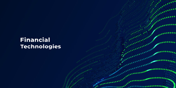 Dot pattern wave illustration with gradient coloring representing abstract financial technologies concepts background blue