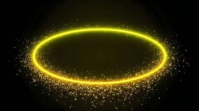 Glowing Golden Halo With Sparkle Dust Particles Floating Against A Dark Abstract Background