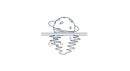 Minimalist Ringed Planet Reflection Vector Illustration © Barokah
