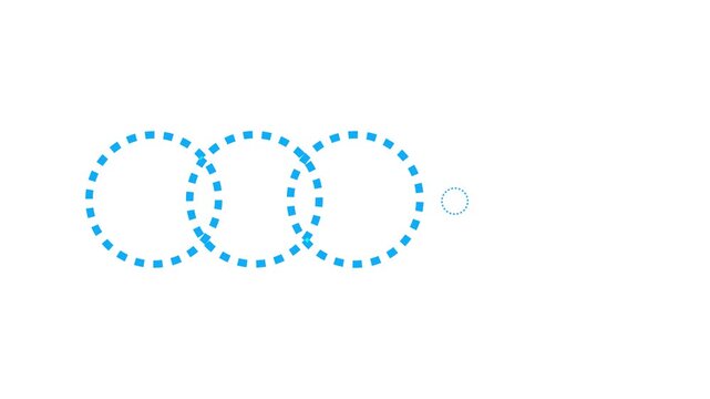 Sequence of rotating dashed circles forming a smooth loop animation on a white background. Clean geometric motion pattern ideal for loading indicators, process flow, and UI transitions.