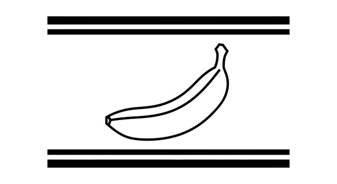 Minimalist Banana Icon in Black and White with Parallel Lines