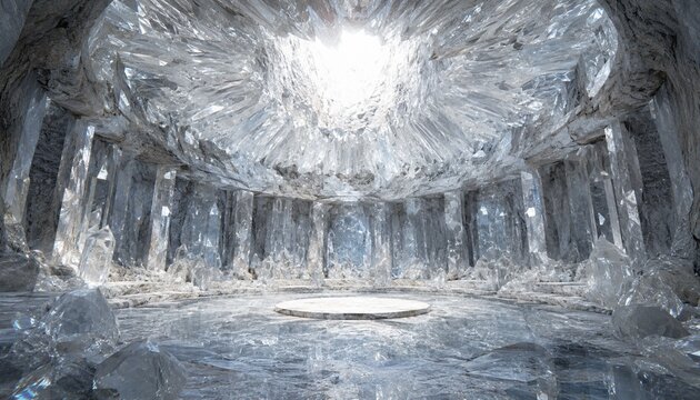 Majestic crystal cavern illuminated by radiant white light
