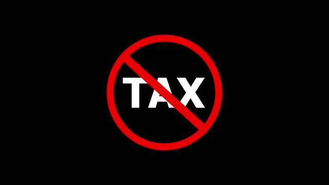 symbol for tax free zone and saving money. tax exemption and relief promotion icon and zero tax graphic. on a black background 4k animation video