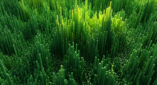 Abstract green spikes pattern forming a textured landscape surface with abstract landscape geometric structure background stylized