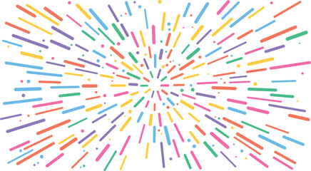 Fototapeta premium Vibrant Abstract Sunburst Background with Colorful Rounded Streaks and Dynamic Radial Pattern