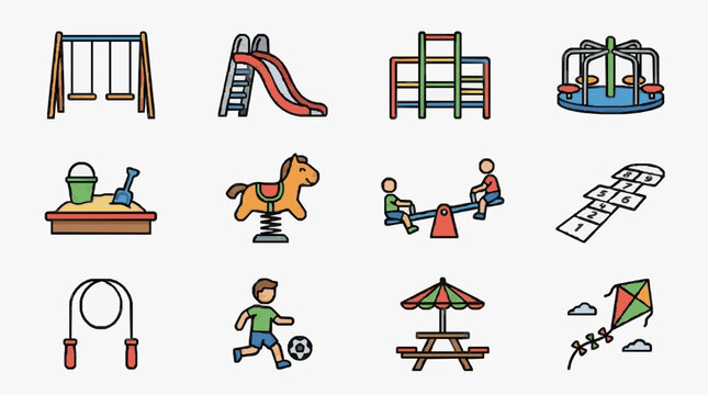 Childrens Playtime Activities Illustrated.
