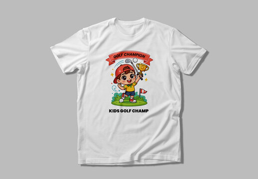 Kids Golf Champ T Shirt Design with Cute Cartoon