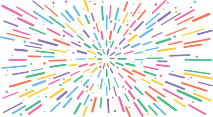 Fototapeta premium Vibrant Abstract Sunburst Background with Colorful Rounded Streaks and Dynamic Radial Pattern