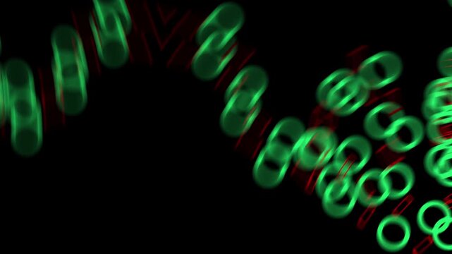 Green circles and red rectangles forming abstract pattern