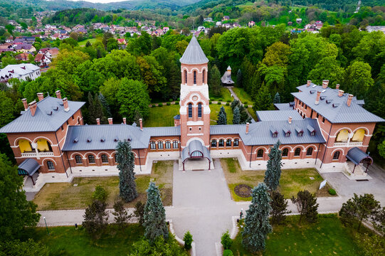 Curtea de Arges Romania Close Aerial View in Spring