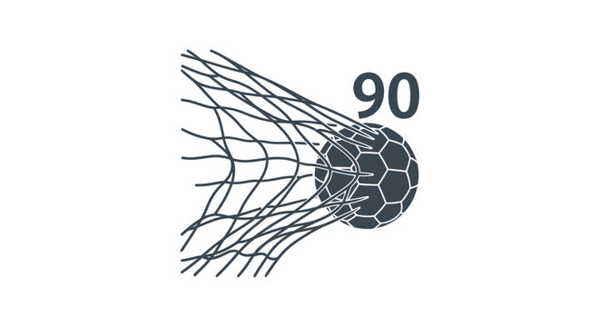 Soccer Ball in Goal Net with 90 Minute Icon