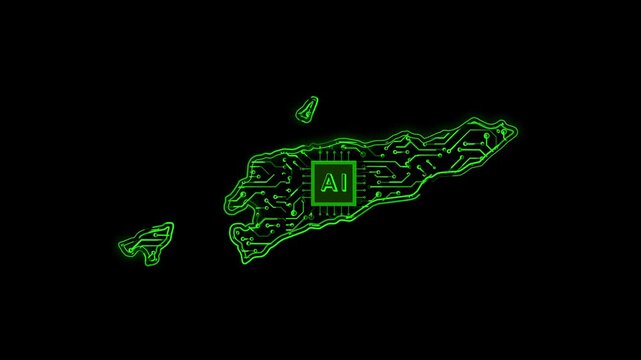 East Timor Country Map Chipset Technology Opener, Suitable for Tech Events, Science Programs, News and Artificial Intelligence Presentations