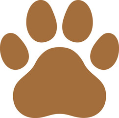 Brown paw print icon simple pet footprint symbol for veterinary and grooming branding © SantaSarker
