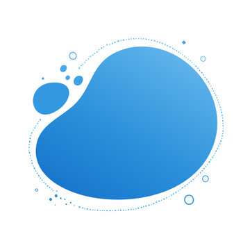 Abstract Blue Blob Shape with Dotted Border and Bubbles