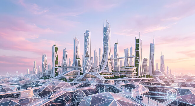 Quantum Horizon City Future Technology Background