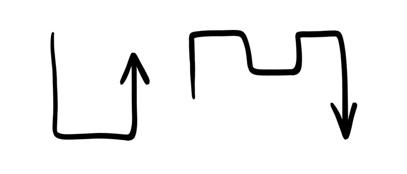Simple hand-drawn arrows indicating direction and change on transparent or white background