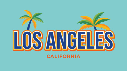 Obraz premium Los Angeles California Typography Design with Palm Trees