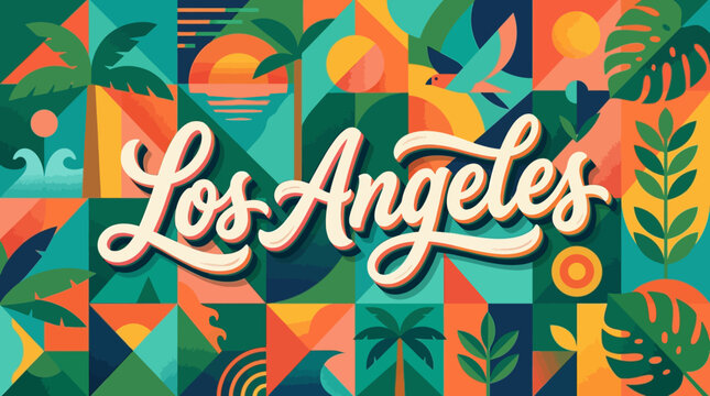 Los Angeles Typography Design: Colorful Summer Illustration