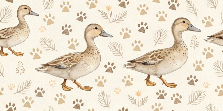 seamless pattern of duck paw