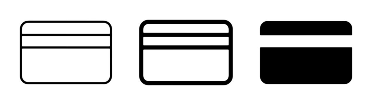 Credit Card Icons, Payment Card Symbols, Financial Transaction Graphics, Plastic Card Vector Set
