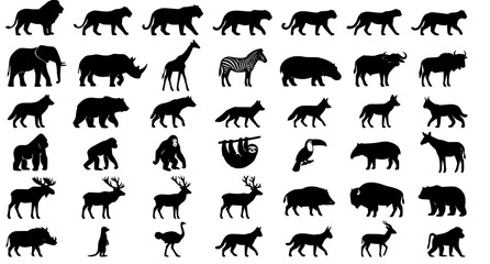 Wild Animals Silhouette Icon Pack Wildlife Vector Collection © MstRAJIA
