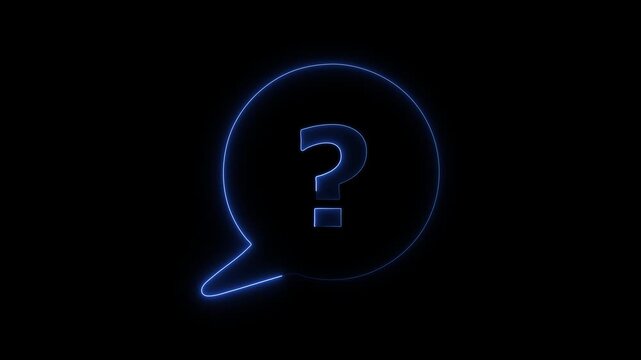 message box with question mark icon animation glowing neon orange color bubble chat text speech inbox sign symbol on black background