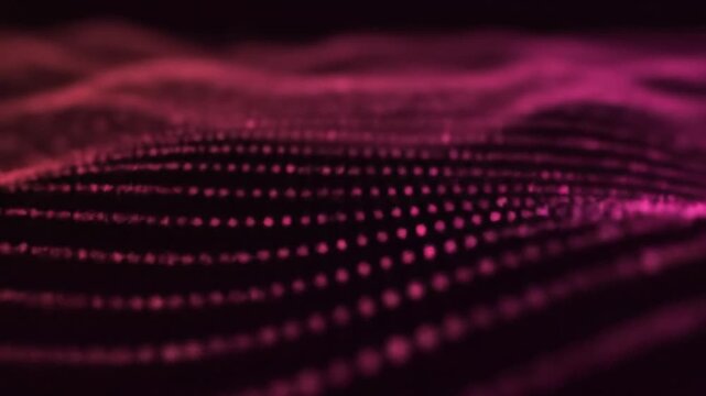 Digital abstract waves form a flowing pattern of glowing particles that represent advanced data connectivity and technological innovation.
