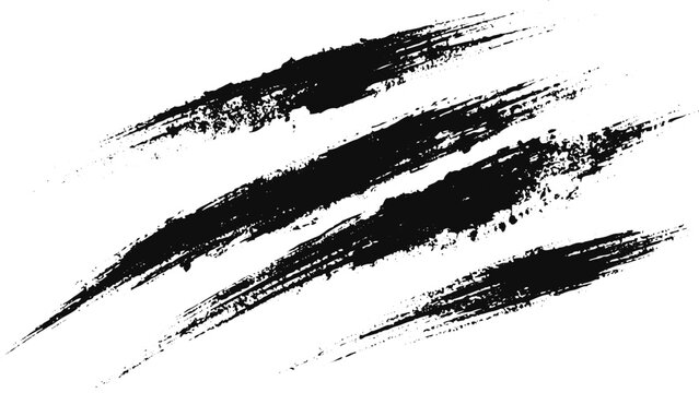 Abstract Claw Mark Vector with Distressed Grunge Texture Aggressive Scratch Streaks and Clean White Background Composition.