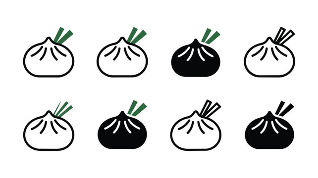 Set of dumpling icons, dim sum food vector illustration vector