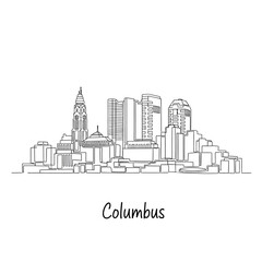 Obraz premium Columbus Ohio Skyline Outline Illustration - Urban Cityscape