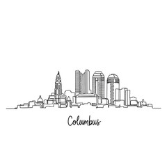 Obraz premium Columbus Ohio Skyline Illustration: Minimalist Line Art