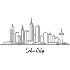 Fototapeta premium Cebu City Skyline Outline Illustration, Philippines Landmark