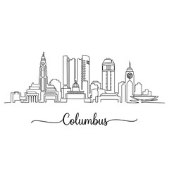 Fototapeta premium Columbus Ohio Skyline Silhouette Illustration, Minimalist Line Drawing